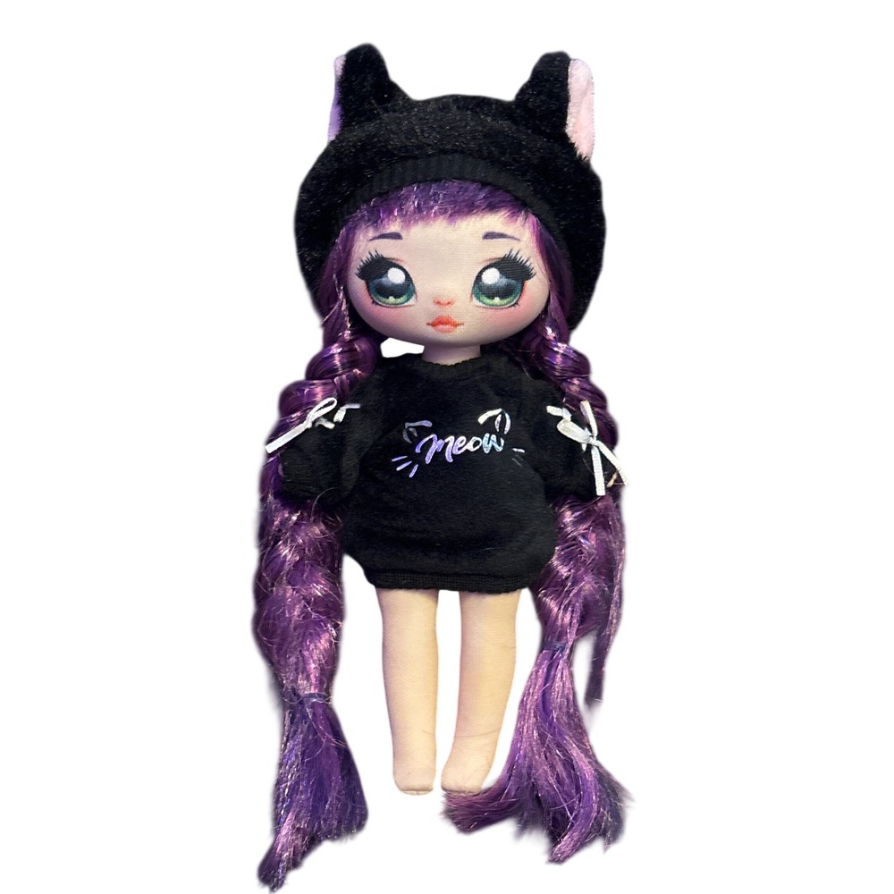 Na Na Na Surprise Tuesday Meow Doll Kitty Cat Purple Hair Green Eyes 7.5 Inch